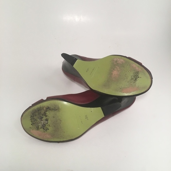 Leopoldo Giordano Red Leather Wedge Heels - Picture 6 of 8